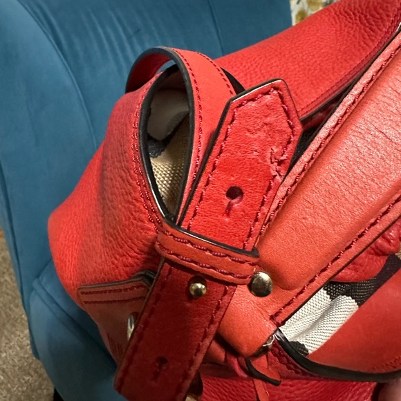 Burberry Ashby Red Soft Pebbled Leather Tote Bag - Picture 12 of 16